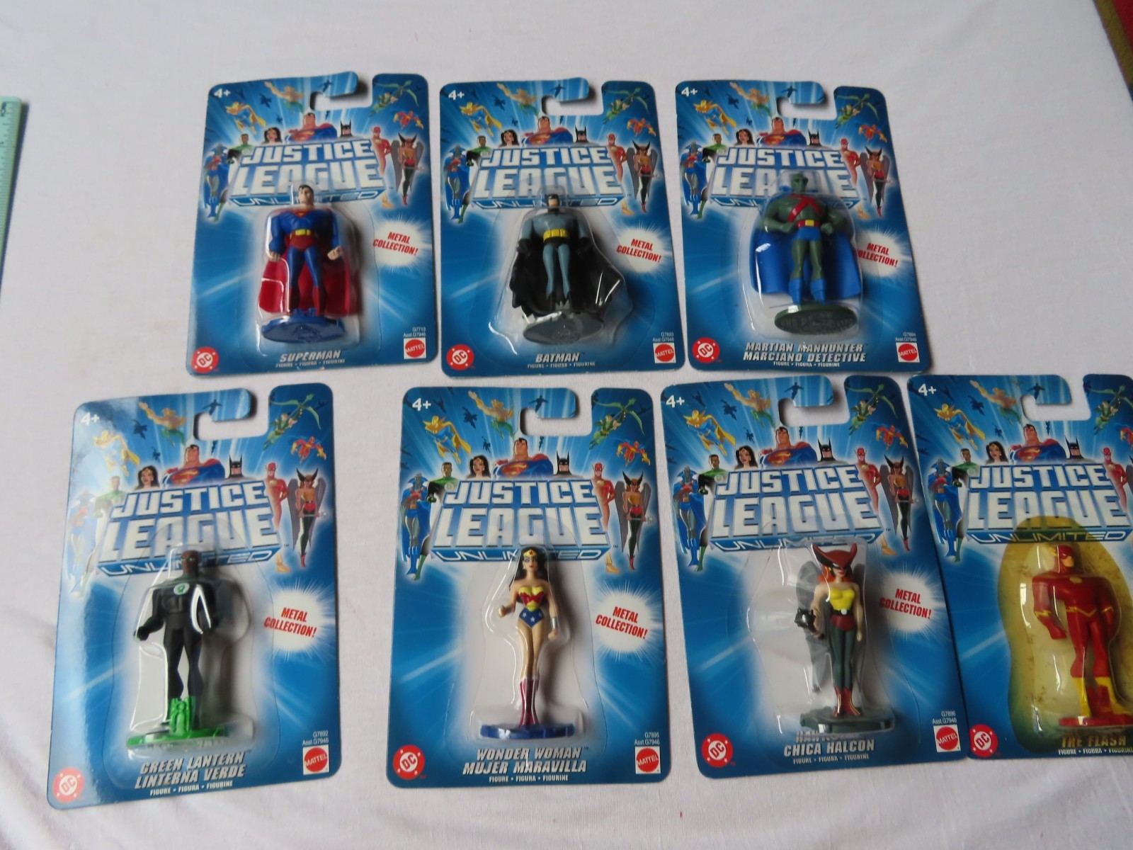 Justice League Unlimited Metal Collection set completo di 7 di Mattel nel 2004