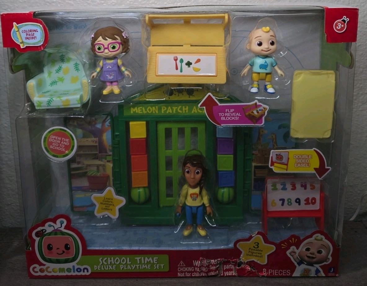 NEW Cocomelon School Time Deluxe Playtime Set 8 Pieces Figures Playset Toy