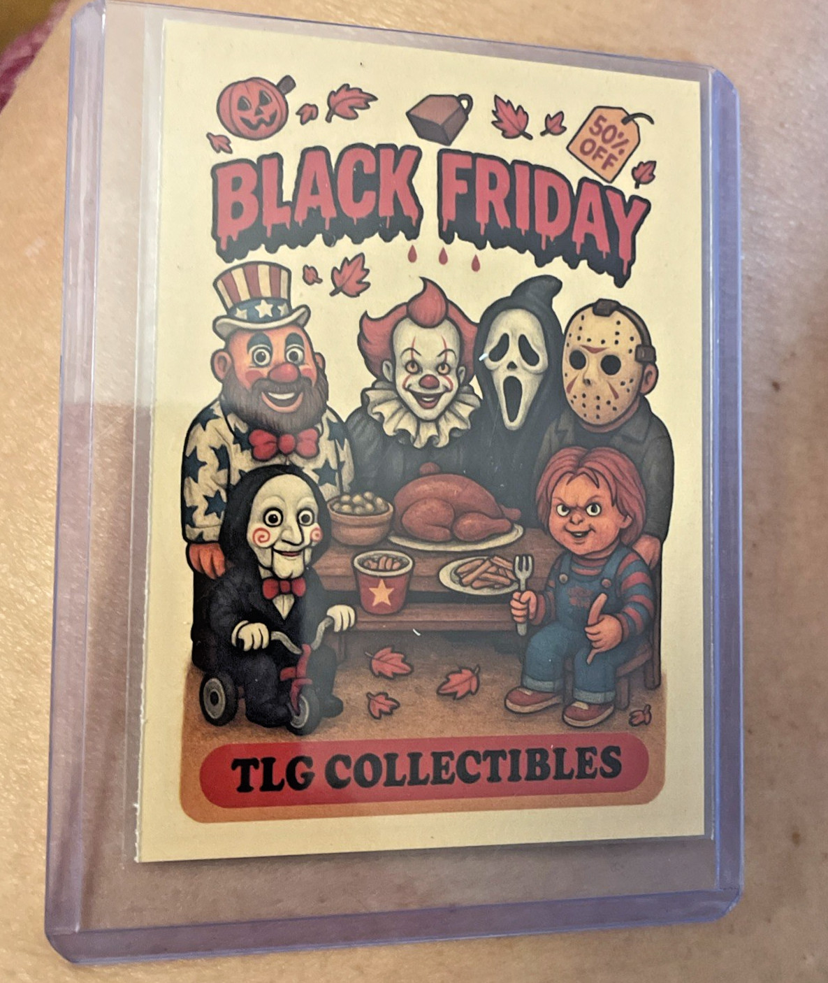 Carta promozionale TLC Collectibles Black Friday Horror - Pennywise Ghostface Jason Chucky