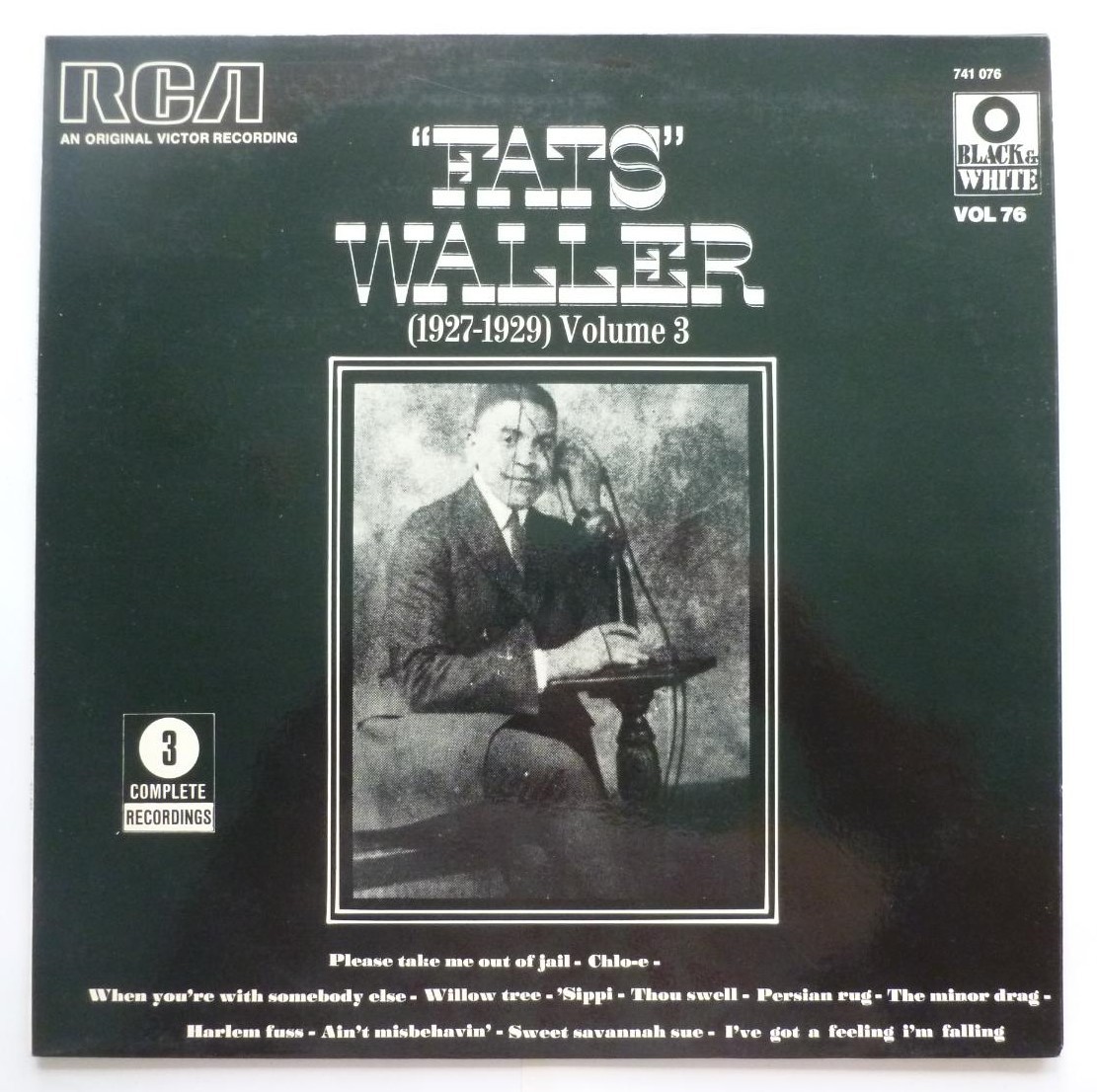 Fats Waller 1927-1929 Volume 3 LP RCA 741076 EX/EX 1973 French pressing