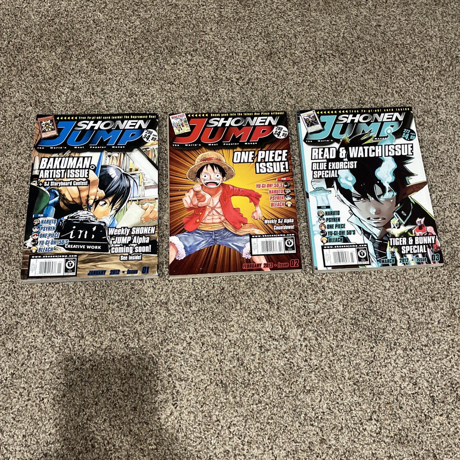 🇺🇸Shonen Jump VIZ Manga Magazine Lotto 2012 numeri da 1 a 3 - senza carte