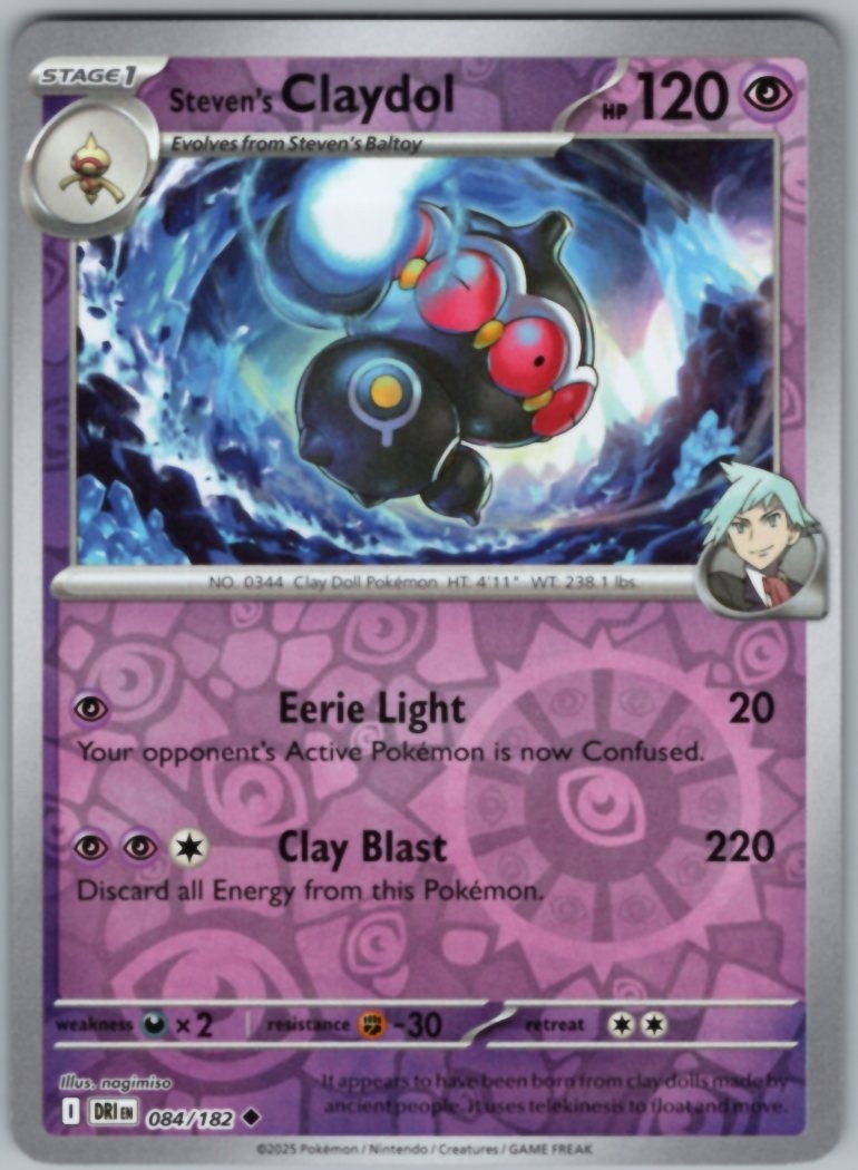 Steven's Claydol 084/182 Uncommon Destined Rivals Pokemon Reverse Holo Near Mint