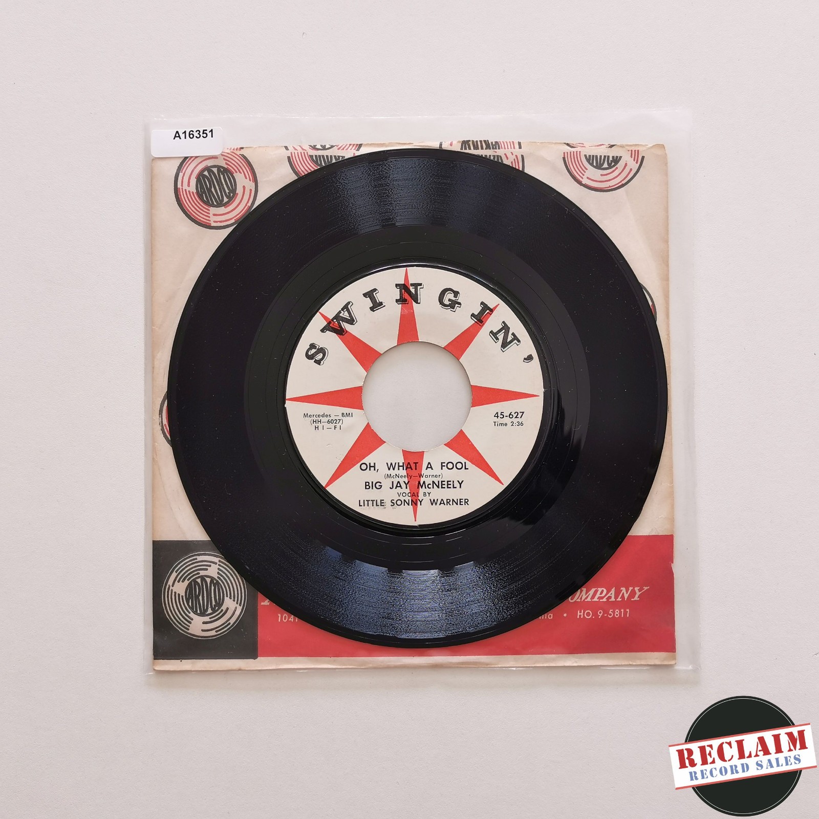 big jay mcneely - i love you oh darling 7" vinyl record VG