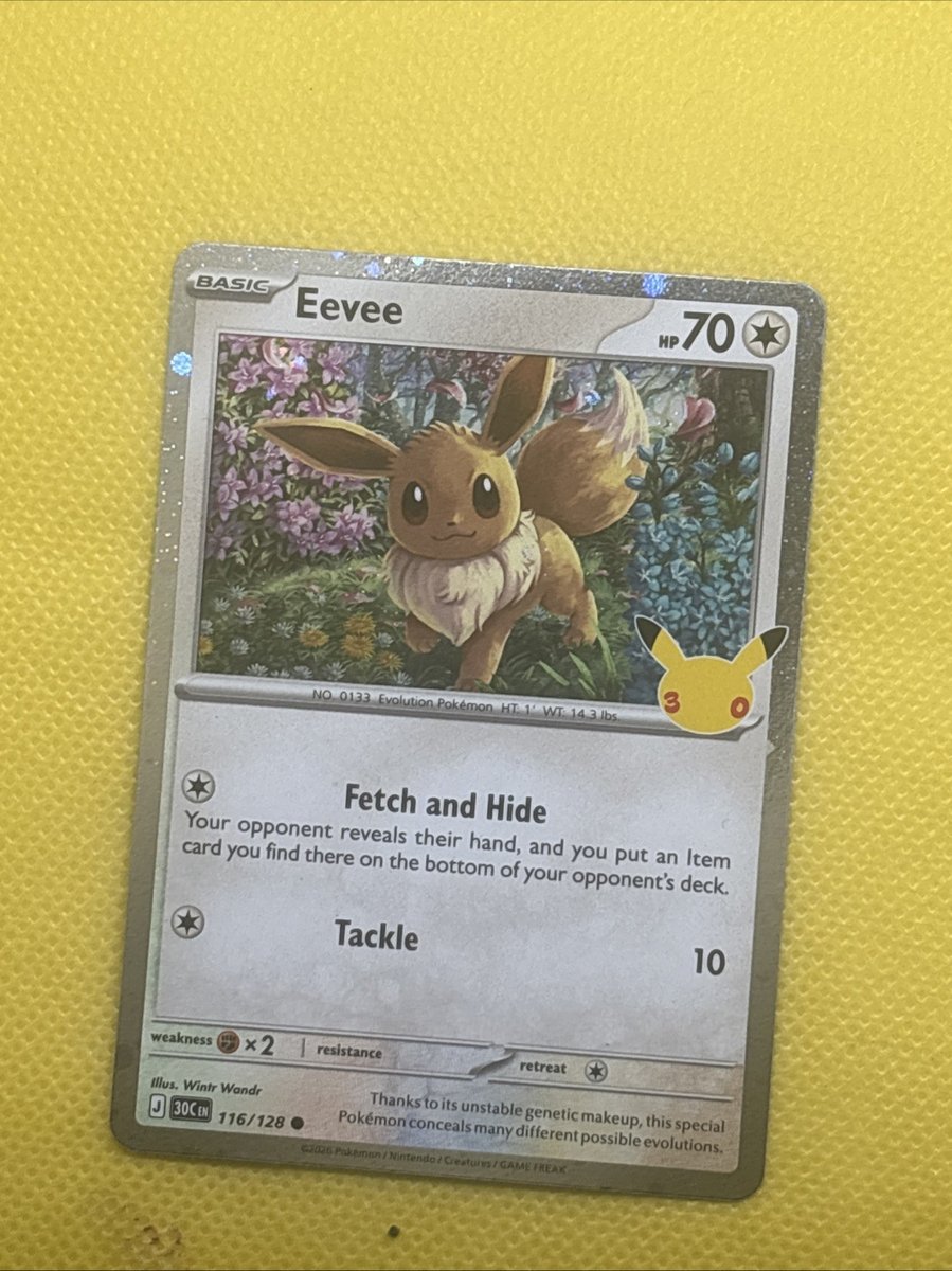 Eevee Cosmos Holo 116/128 30th anniversary Promo - NM Pack Fresh - ships fast
