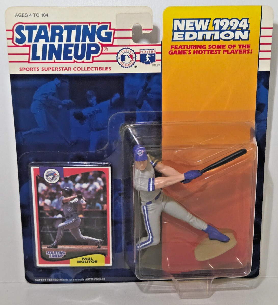 1994 Paul Molitor Kenner Starting Lineup Toronto Blue Jays Sealed Figure & Card