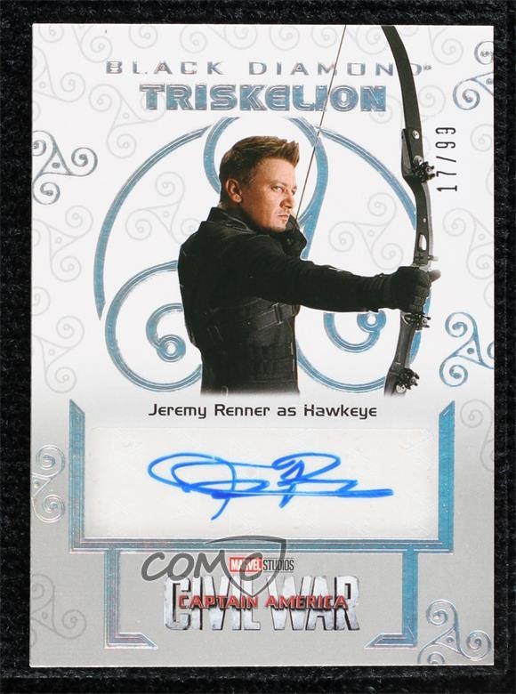2021 Marvel Black Diamond Triskelion 17/99 Jeremy Renner Occhio di Falco #T-JR Auto p1l