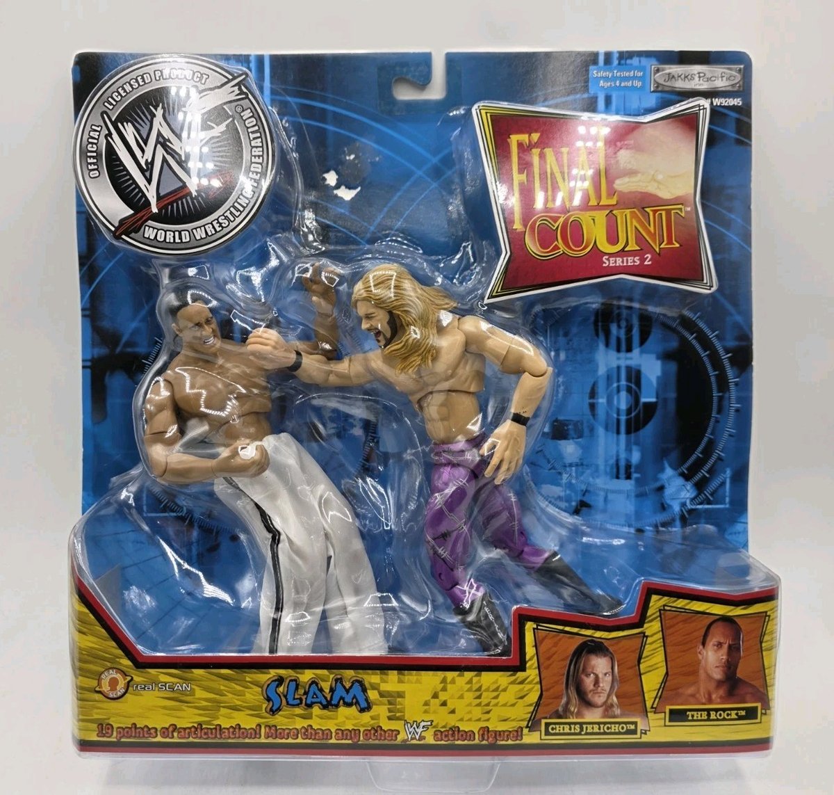 WWF WWE Final Count Series 2 Slam Chris Jericho & The Rock personaggio Jakks nuovo 2002