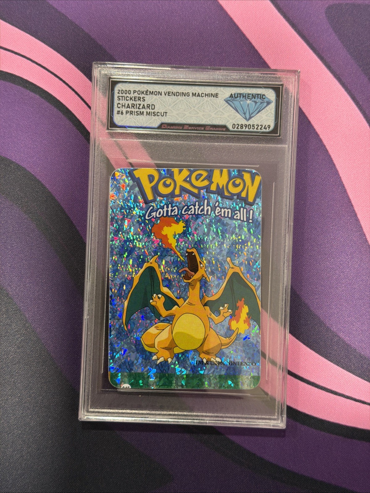 Errore Nintendo 2000 Pokémon Vending Charizard #006 Prisma Adesivo Classificato Inglese