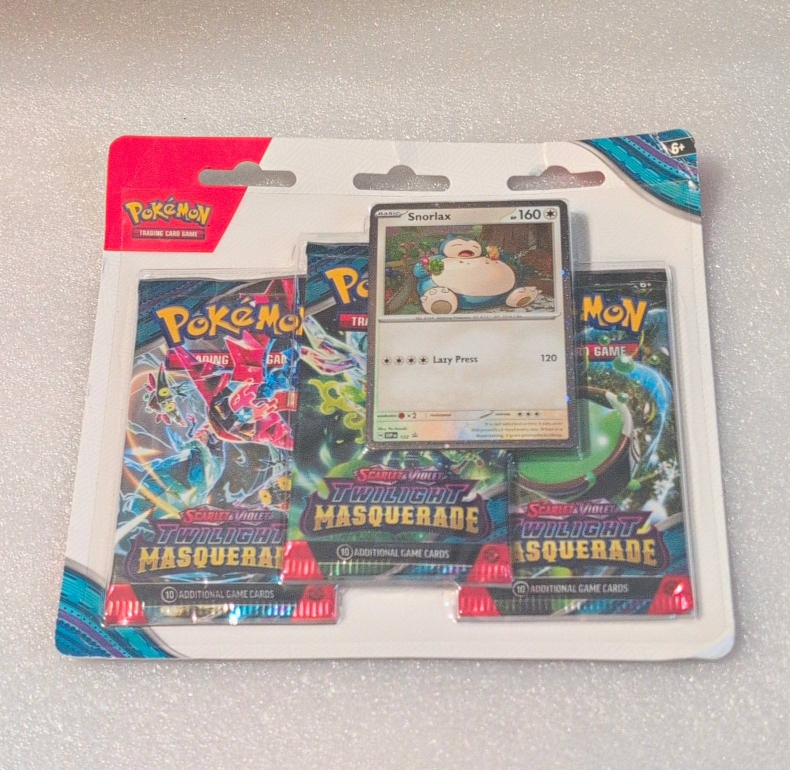 Pokémon TCG Twilight Masquerade Sealed 3-Pack Blister + Snorlax Promo, Eng