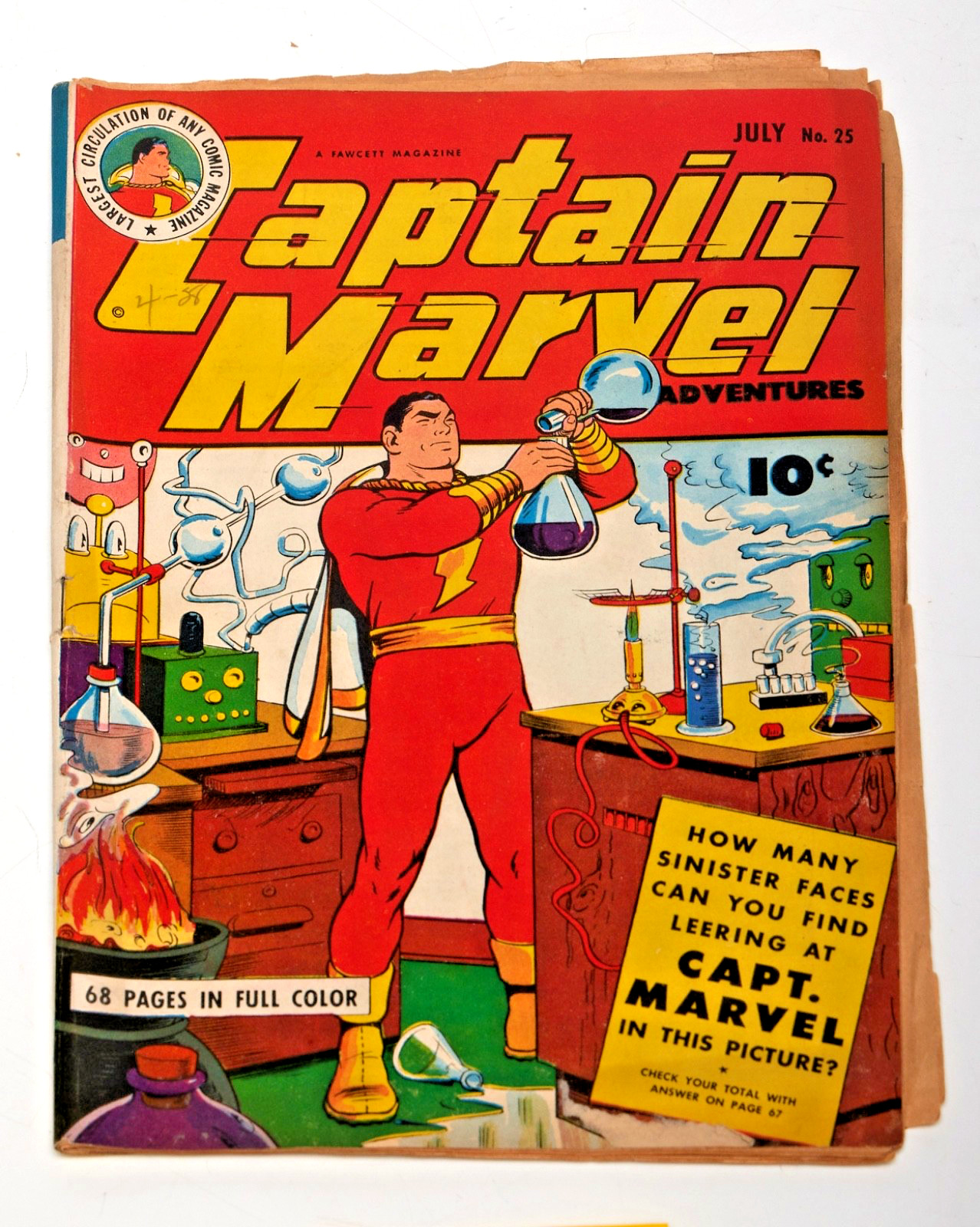 Captain Marvel Hidden Faces July '43 Vol.5 No.25 RARE Single Stapple