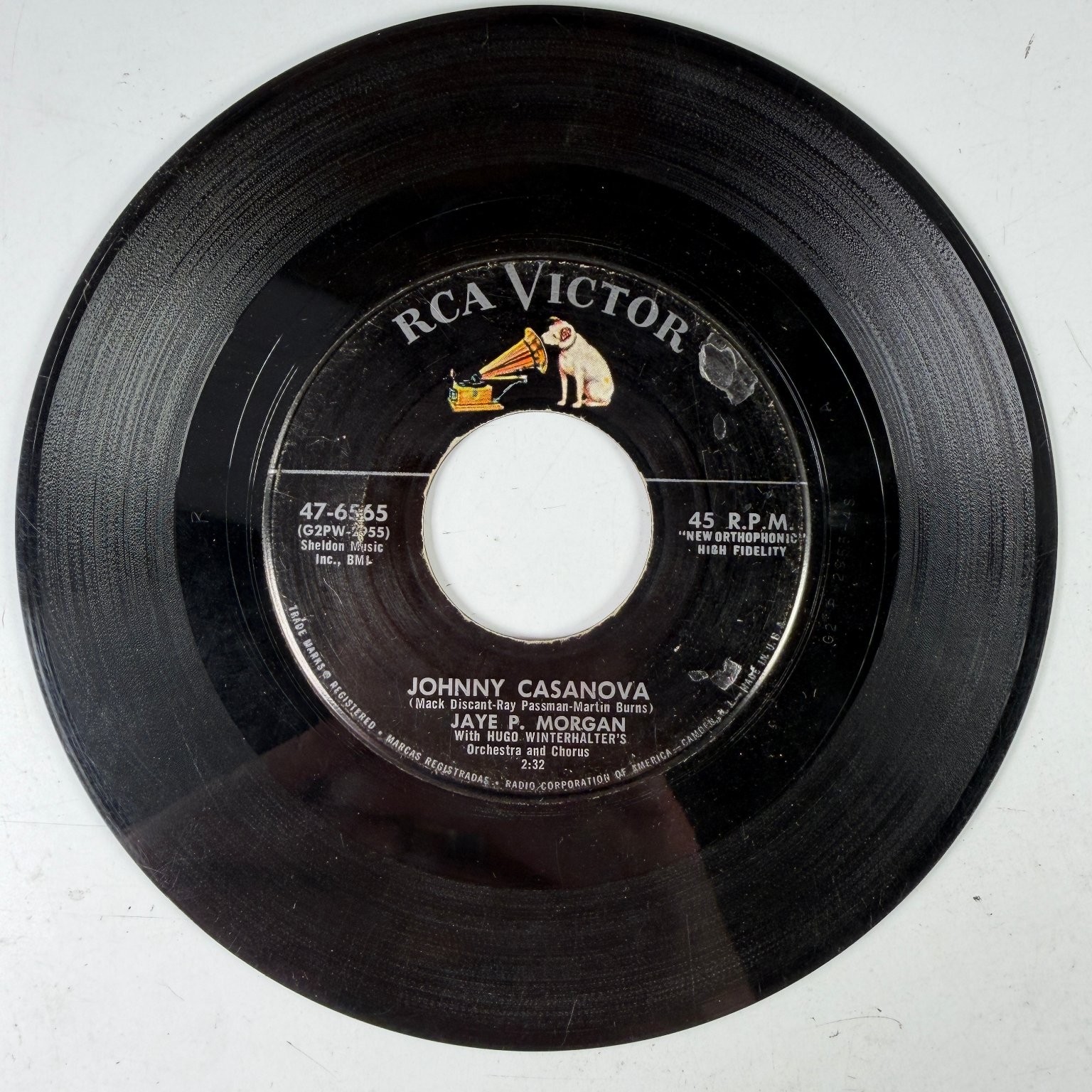 Jaye P. Morgan – Johnny Casanova 7" Single 1956 RCA Victor New Orthophonic Pop