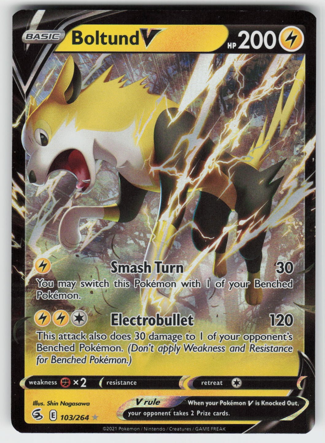 Boltund V Holo Ultra Rare SWSH08: Fusion Strike 103/264 NM