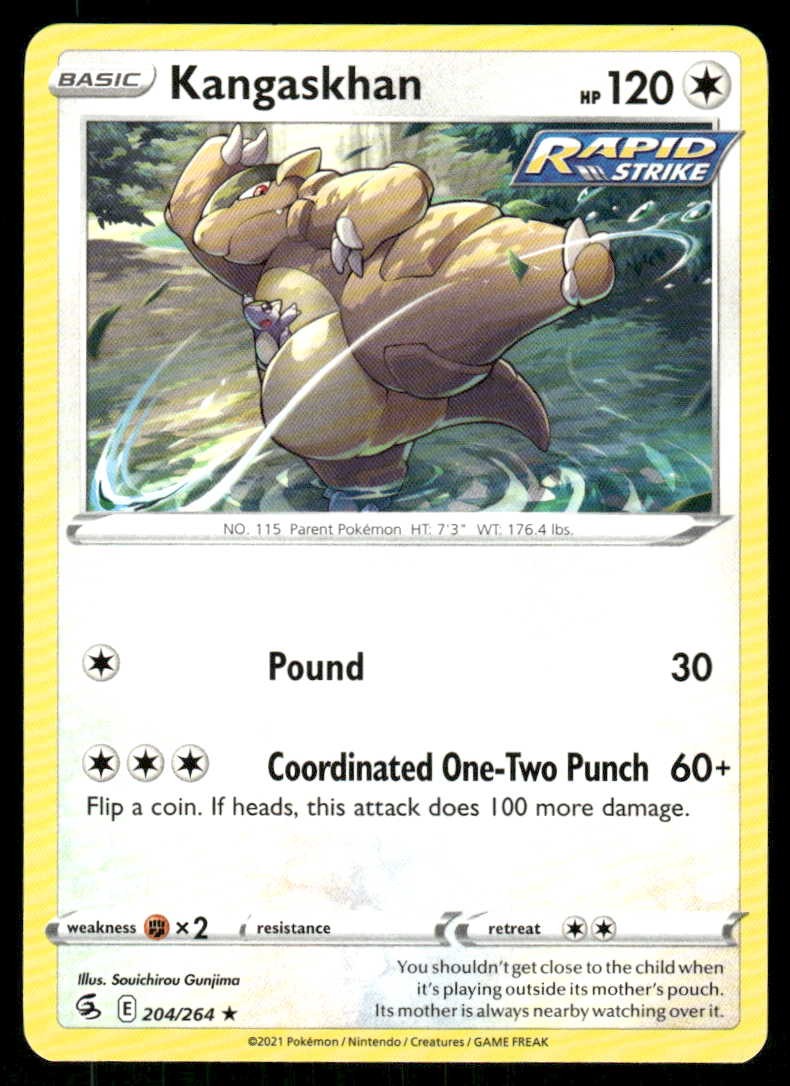 Pokemon Kangaskhan Fusion Strike 204/264 R quasi nuovo/m