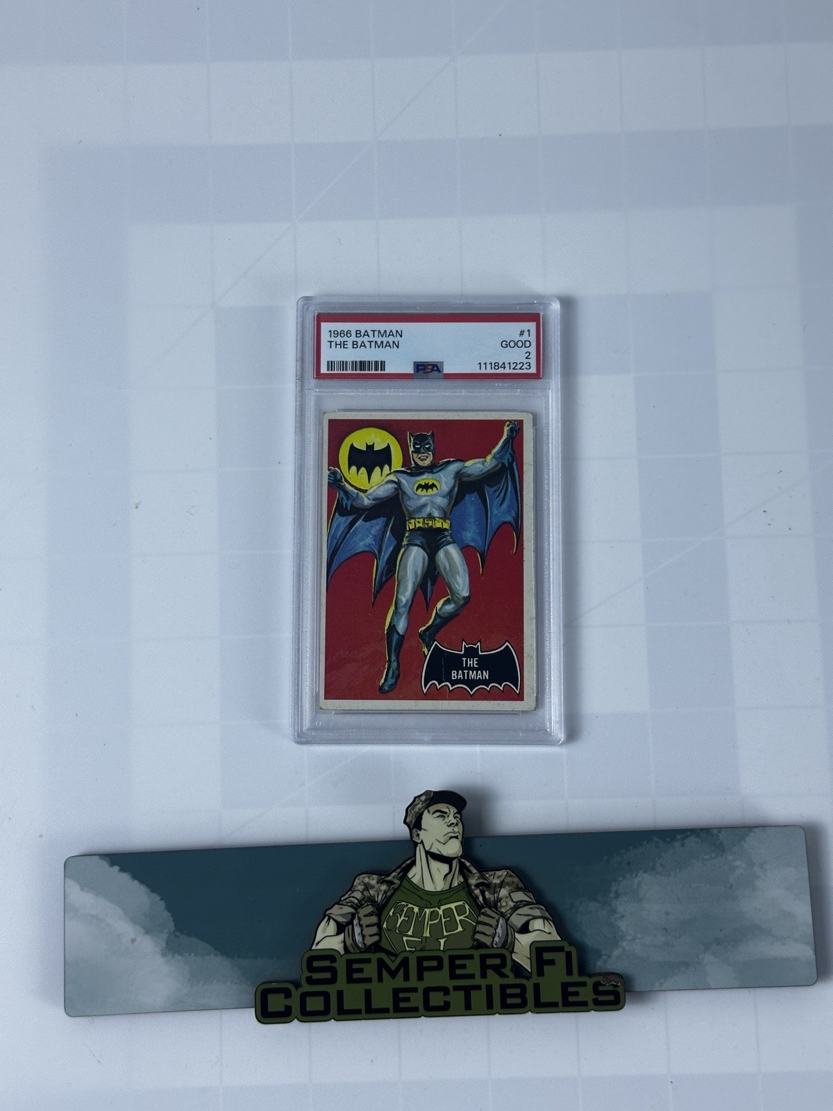 Original 1966 Topps Batman Black Bat Trading Card #1 PSA 2 