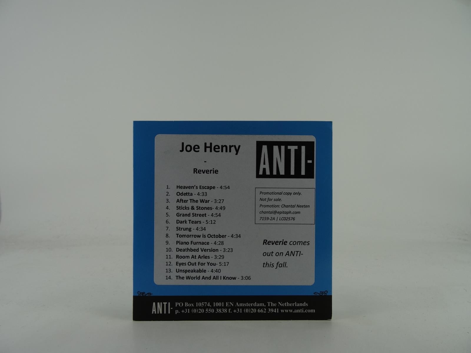 JOE HENRY REVERIE (395) 14 Track Promo CD Album including Card Sleeve ANTI-