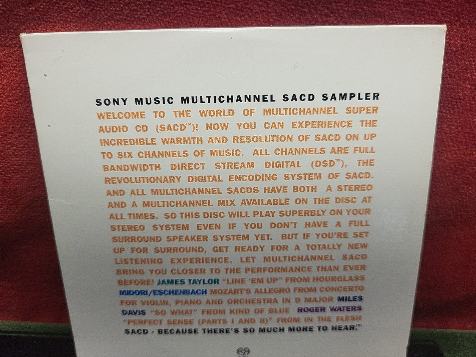 Sony Music Multichannel SACD Sampler (SACD, 2001, Columbia) Promo