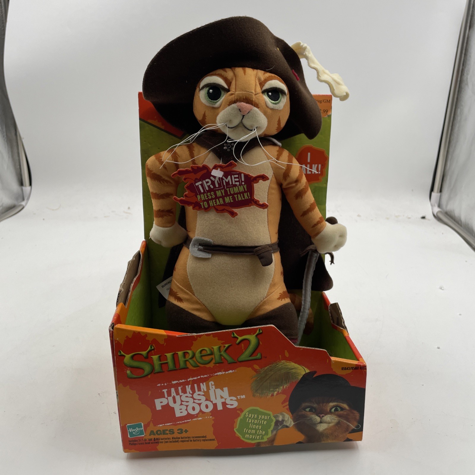 Dreamworks Shrek 2 Puss In Boots Talking 2004 NIB Works Wow Look 
