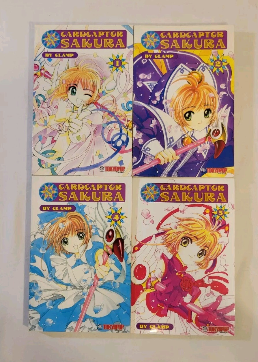 Lotto manga tascabili inglesi CARDCAPTOR SAKURA di Clamp (vol. 1-2 e 4-5) Tokyopop 