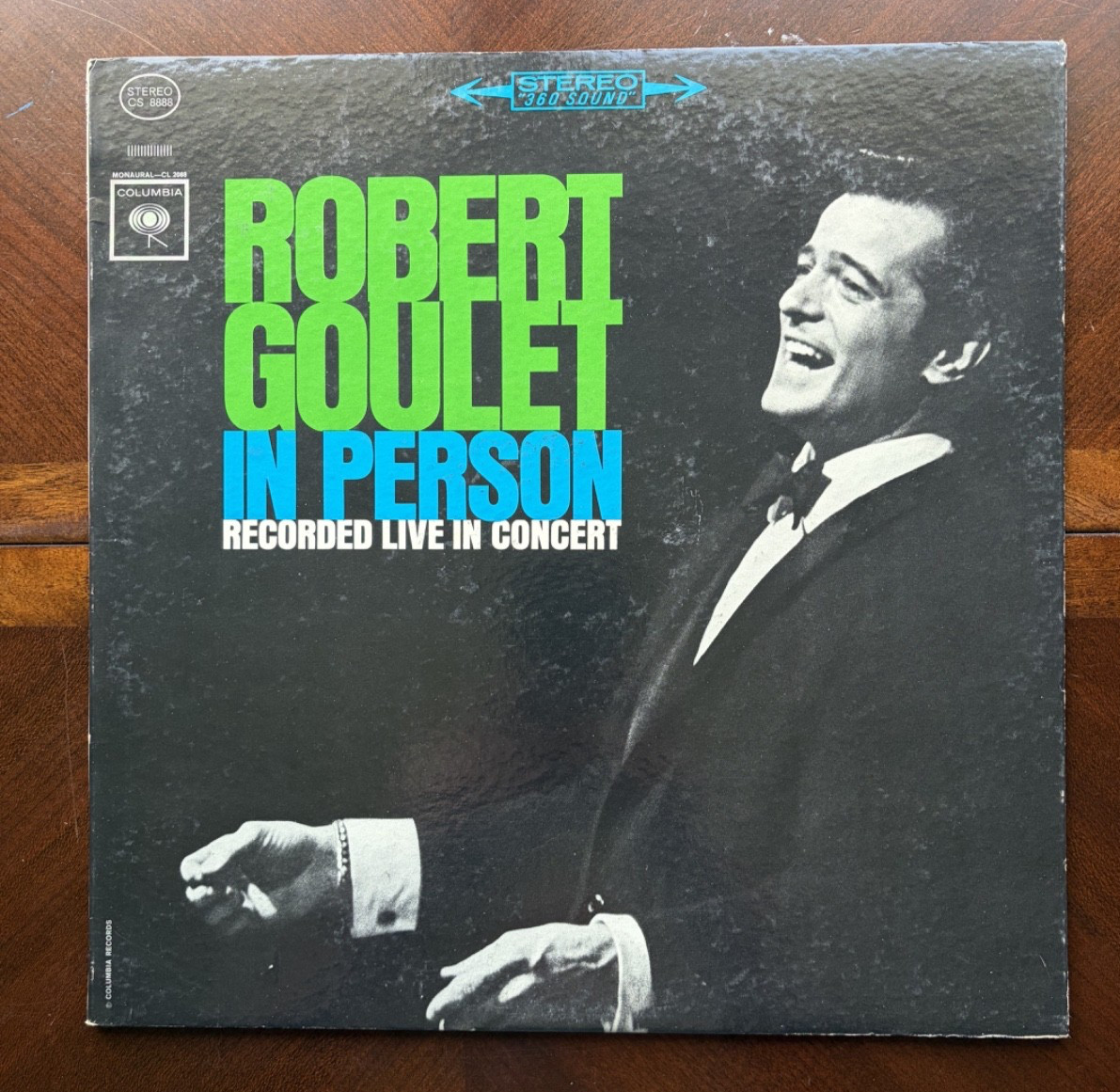 ROBERT GOULET - RECORDED LIVE IN CONCERT (1963 VINYL LP RECORD - CS 8888)