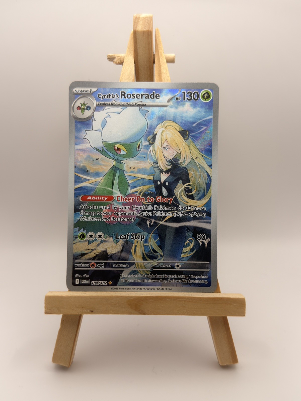 Pokémon TCG Cynthia's Roserade Holo Card 184/182 Sv10: Destined Rivals