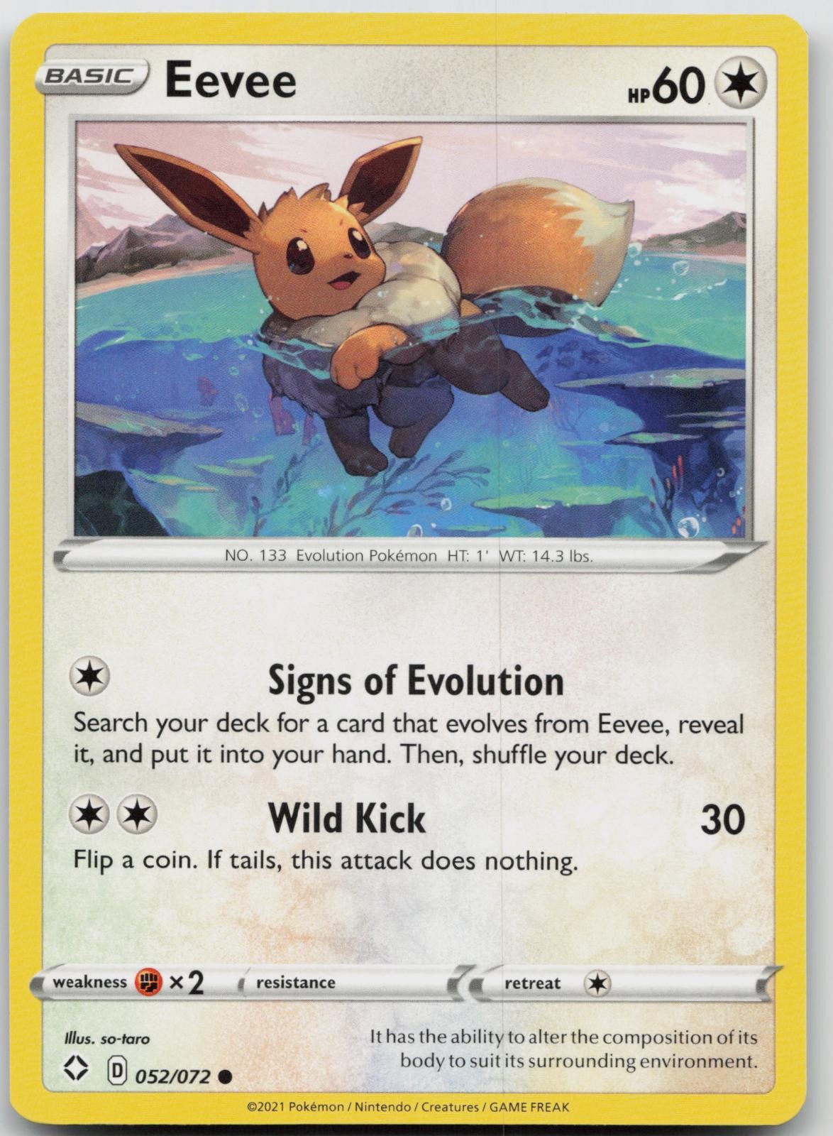 Eevee 052/072 Pokemon Destino Lucente Comune Giocato Leggermente