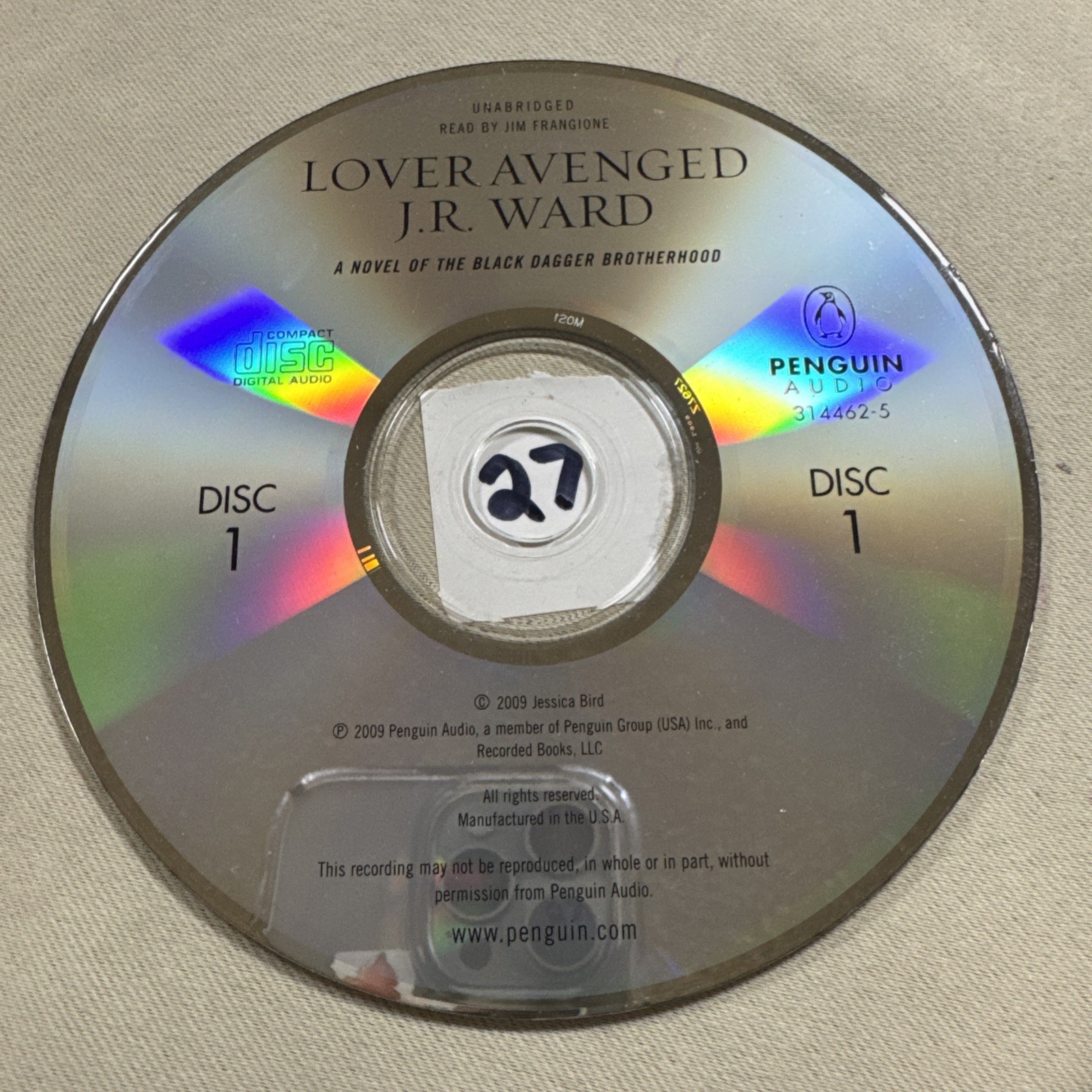 Lover Avenged J R Ward Audio CD 2009 Disc #1