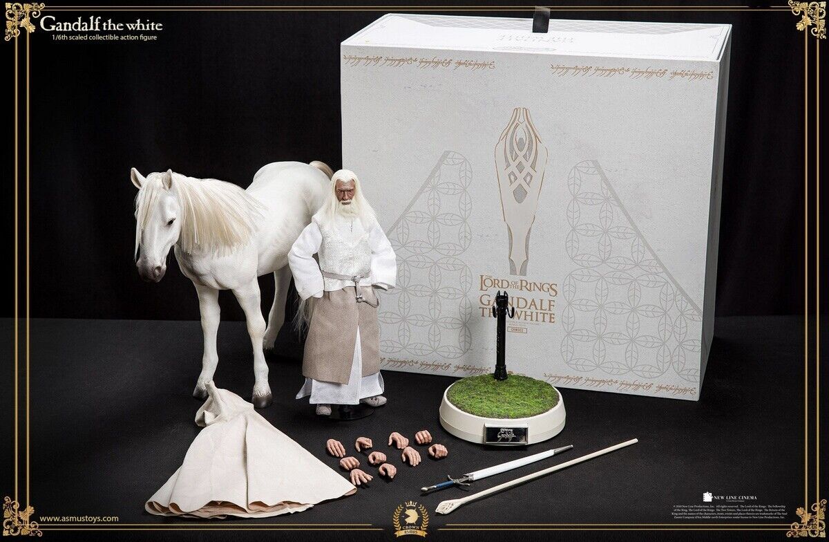 Asmus Toys Gandalf Il Bianco Il Signore degli Anelli 1/6 Figura e Cavallo