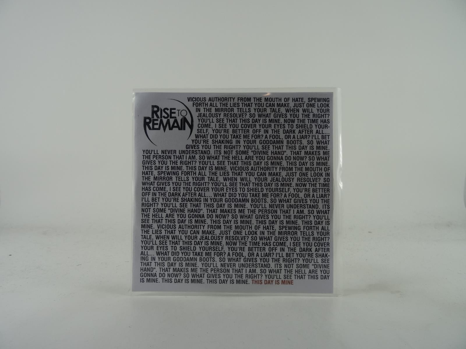 RISE TO REMAIN THIS DAY IS MINE (A44) 1 Track Promo CD Single including Picture 