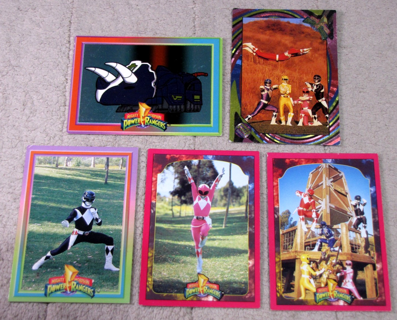 (5) 1994 Power Rangers Series 2 (Power Foil #11 & #124), (Base #24, #104, #120)