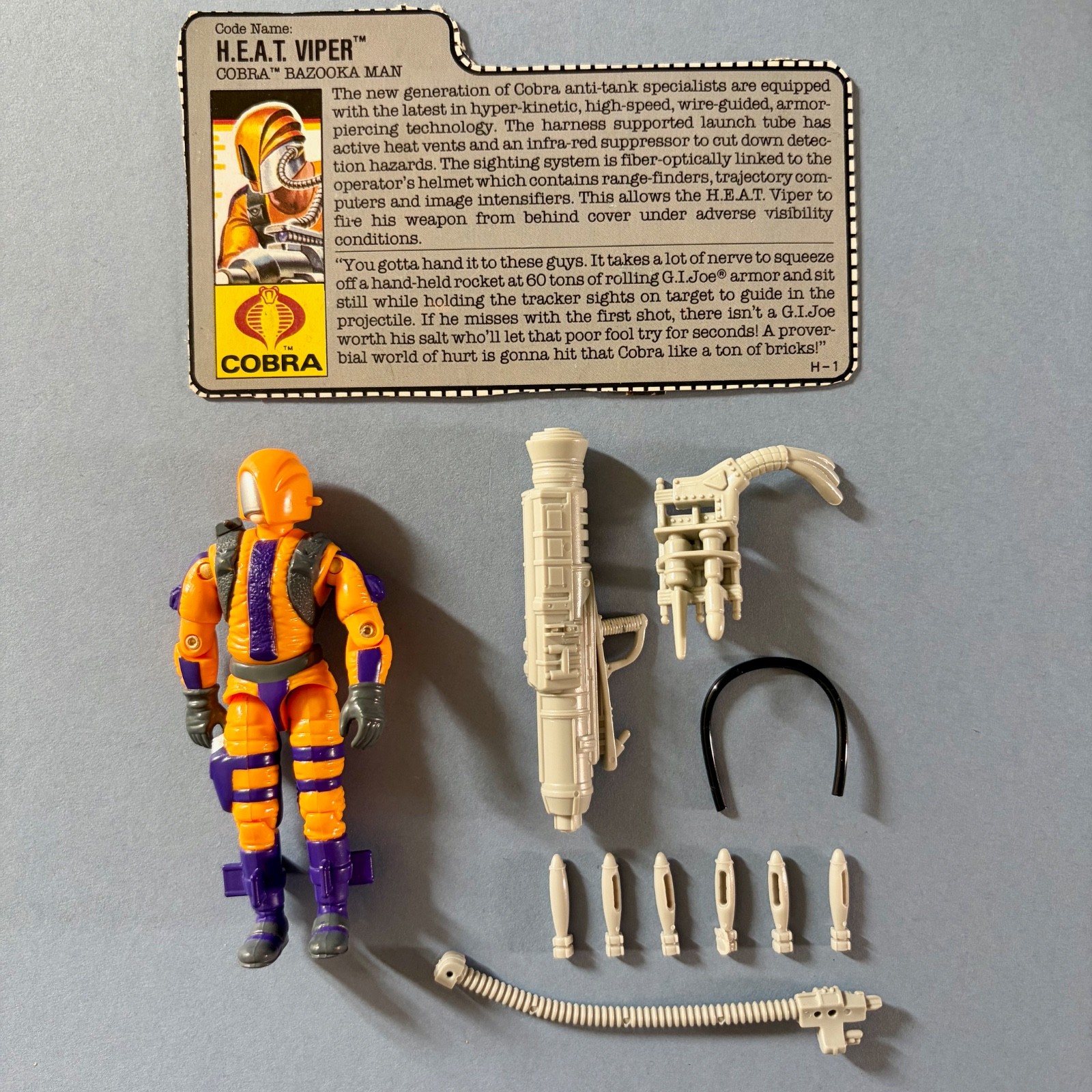 Vintage Action Force G.I. Joe - 1989 - H.E.A.T. Viper - Figure with File Card