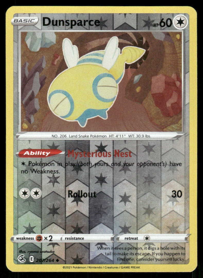 POKEMON DUNSPARCE FUSION STRIKE 207/264 REVERSE HOLO UC LP