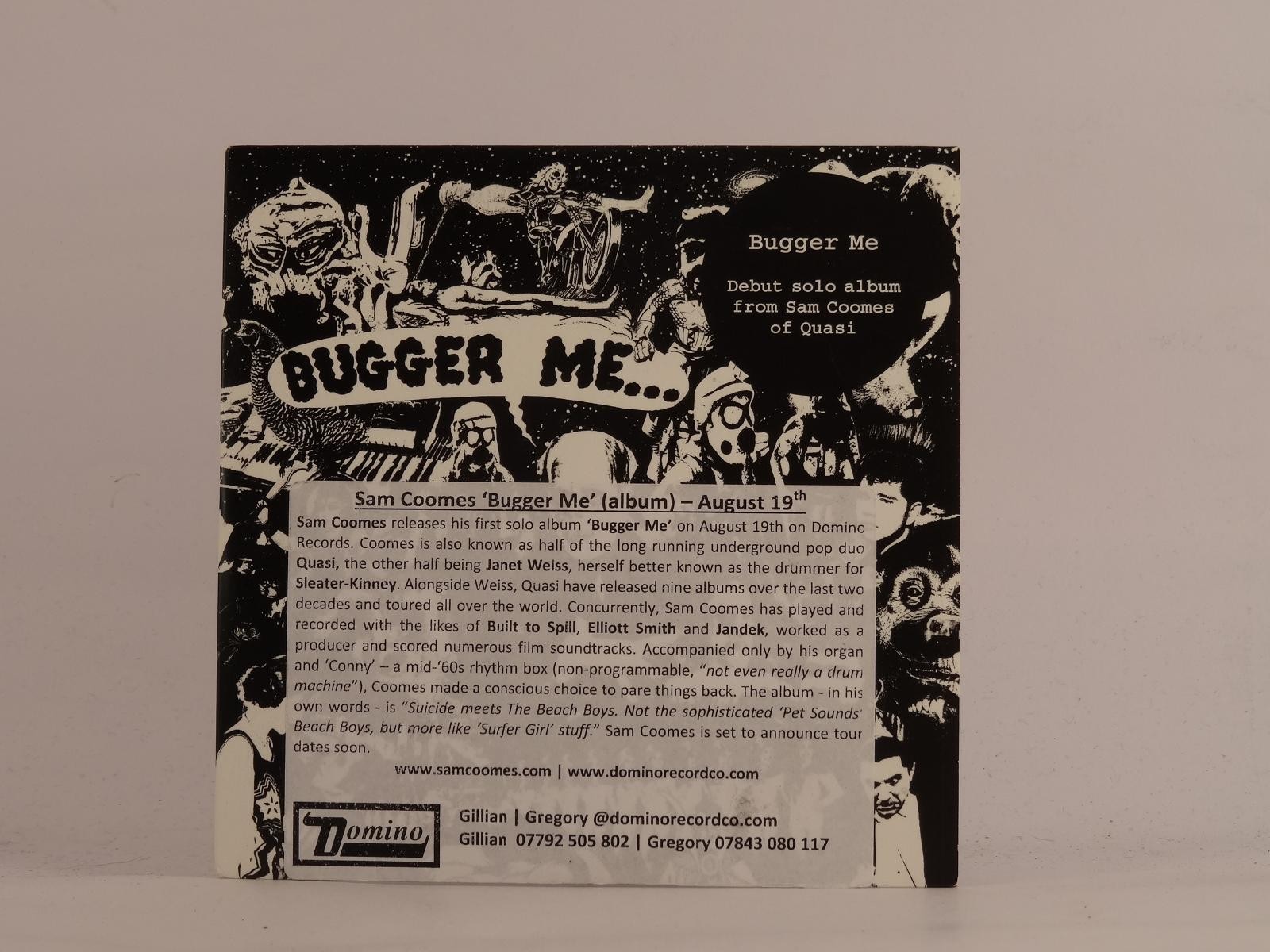 SAM COOMES BUGGER ME (484) 9 Track Promo CD Album including Card Sleeve DOMINO R