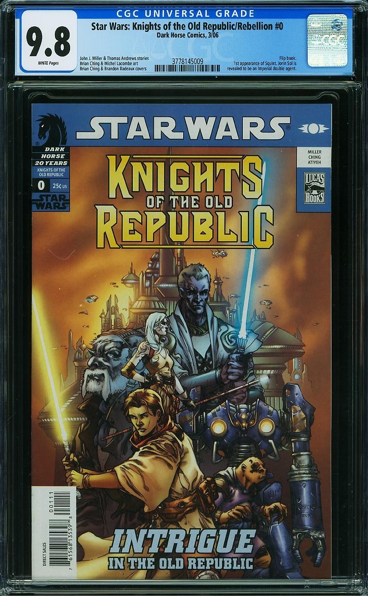 Star Wars Cavalieri Vecchia Repubblica Ribellione 0 CGC 9.8 WP 1° Squint 2006