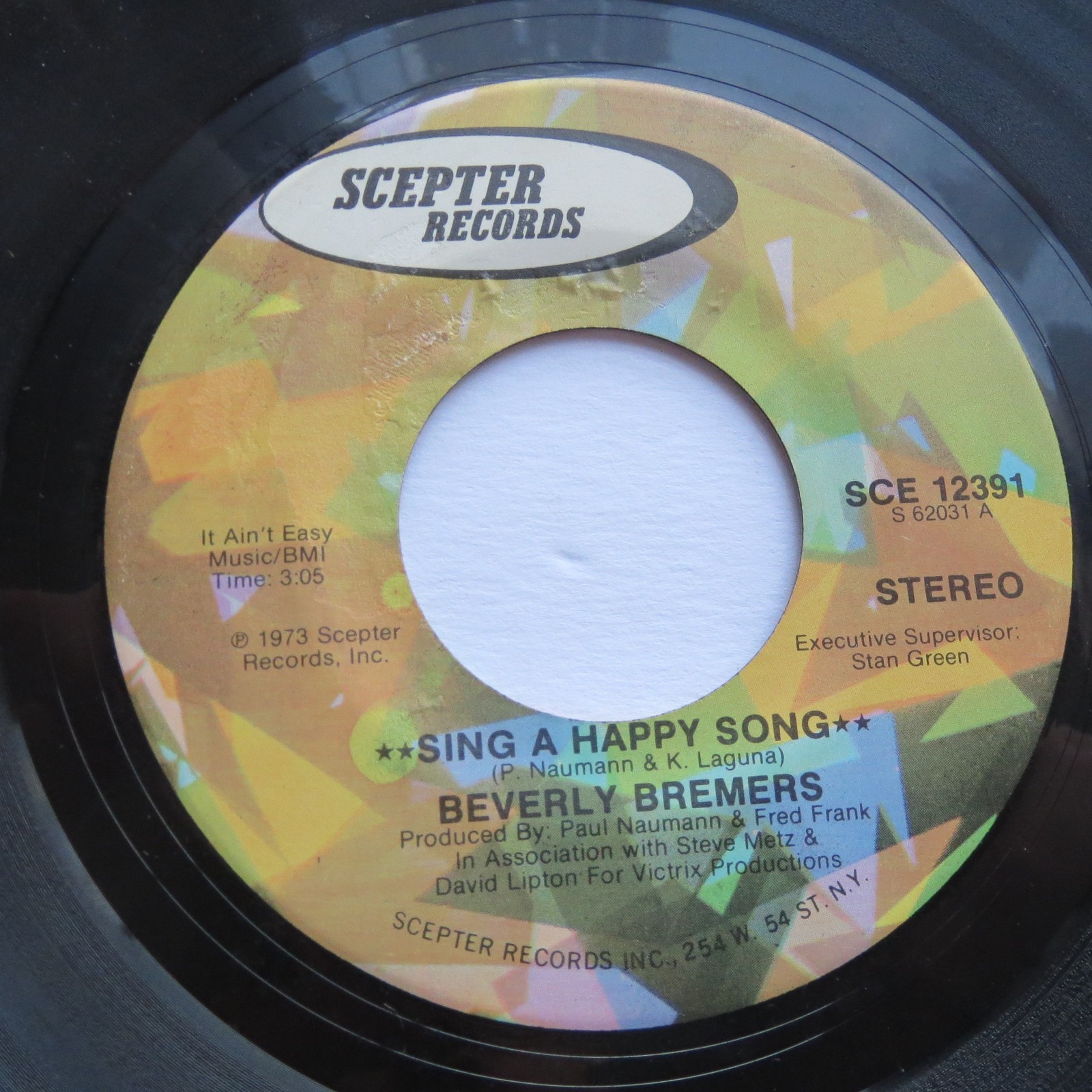 Beverly Bremers, Sing A Happy Song/Get Smart Girl 45 RPM 1973 Scepter Records