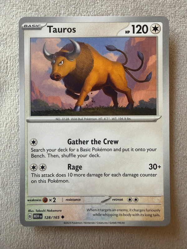 151 pokemonkaart tauros 128/165