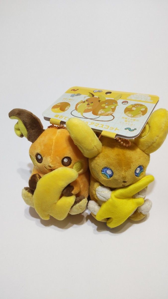 Pokemon Center Raichu & Alolan Raichu coppia peluche magnetico mascotte 16x15x7 cm
