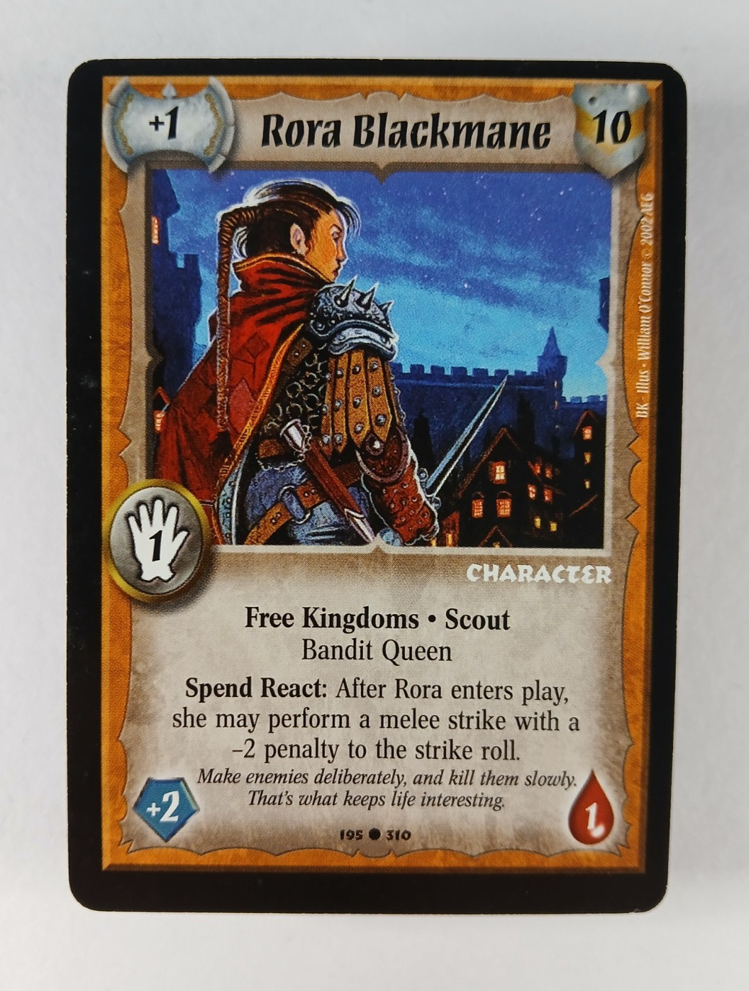 Rora Blackmane #195 / 310, Black Knives, Warlord CCG card (2002 AEG) Saga Storm