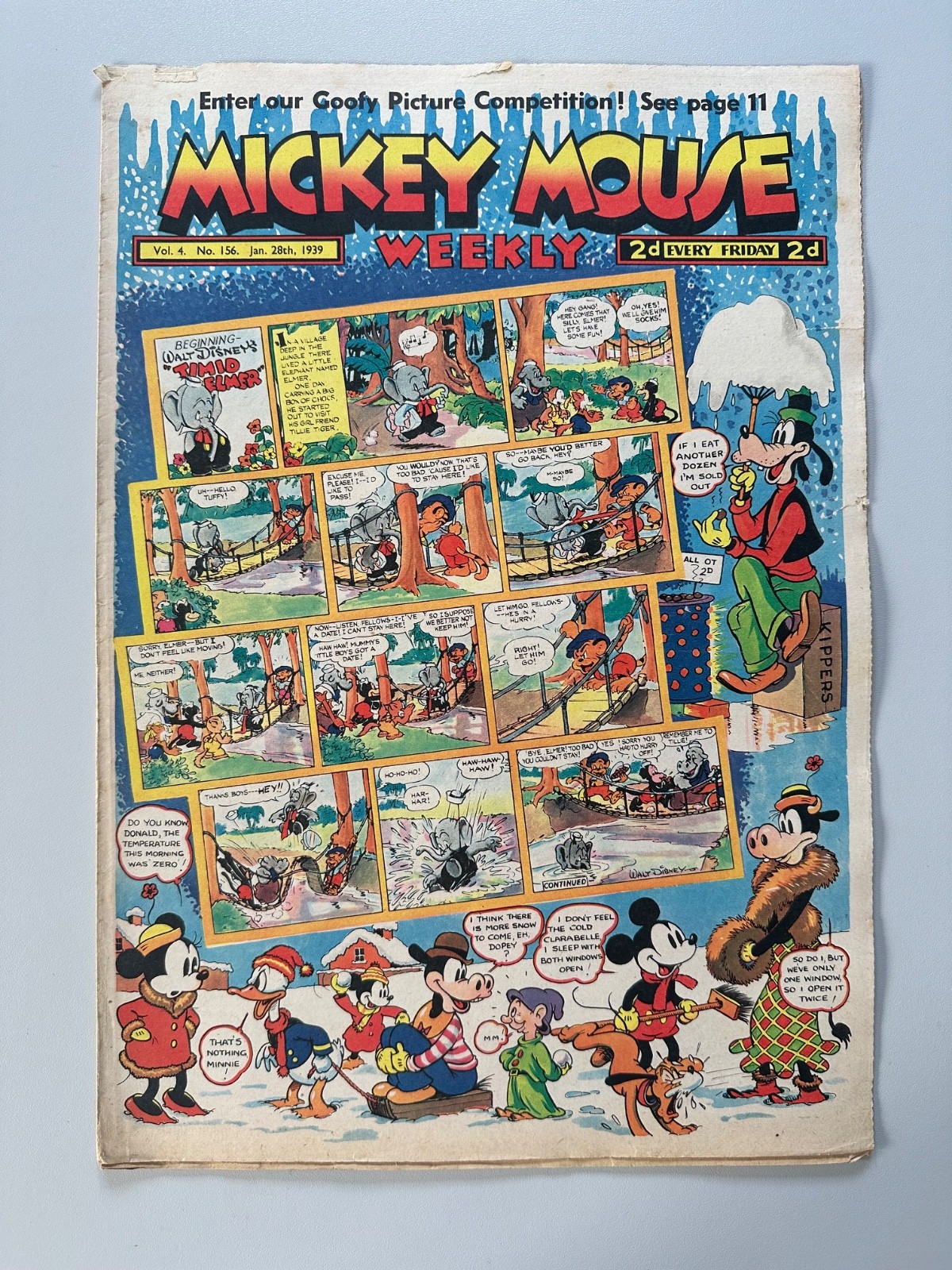 Mickey Mouse Weekly Comic #156 January 28th 1939 FN- RARE