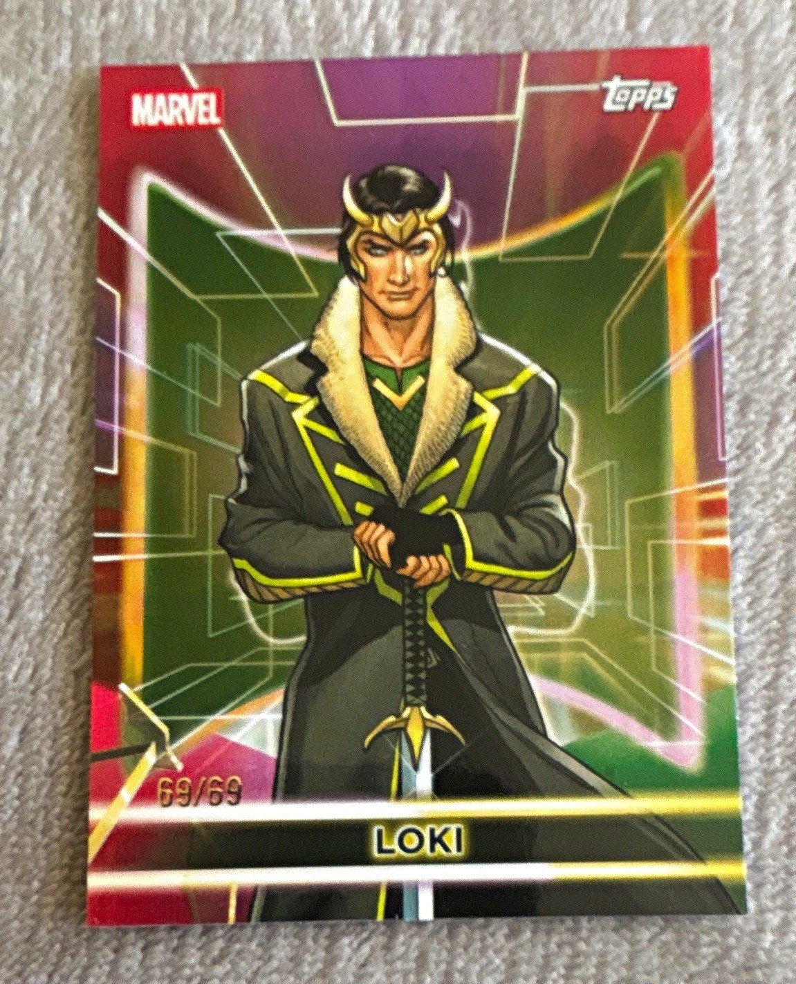 2026 Topps Marvel Neon Loki #17 Guardians Purple Red Galaxy Foil 69/69 BOOKEND! 