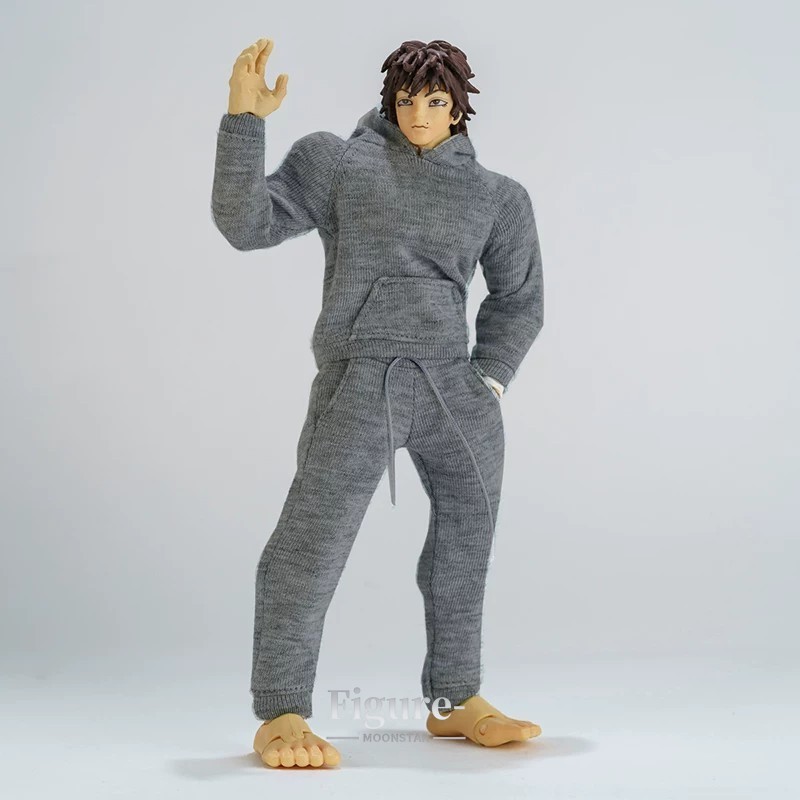 Tuta tuta con cappuccio grigia 1/12 adatta 6 pollici Romankey corpo action figure maschile