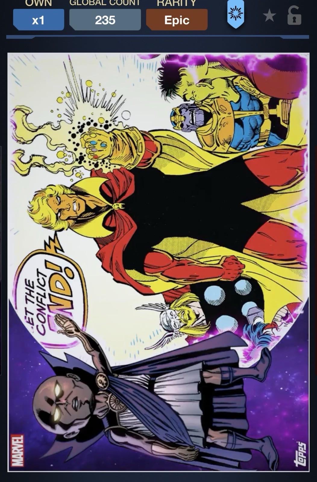 22 Topps Marvel Collect DIGITALE What If Watch This Viola EPIC Battle Gauntlet 1