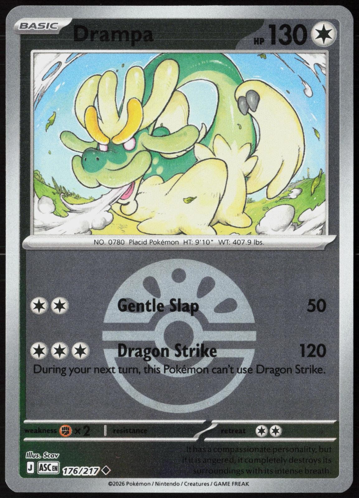 Drampa (Friend Ball) 176/217 Ascended Heroes Pokemon Card Reverse Holo NM