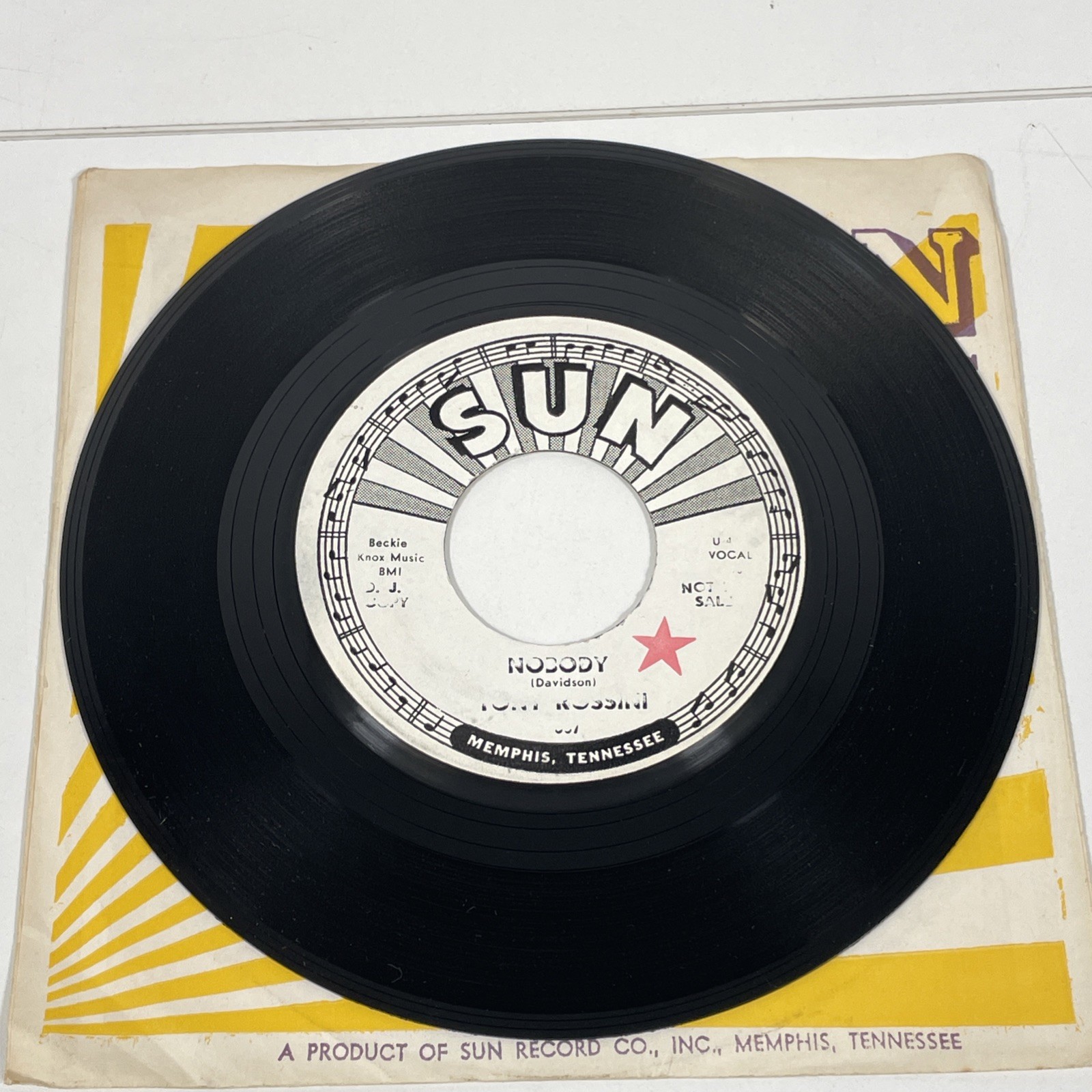 Tony Rossini Nobody 7” Demo Single Vinyl Record 45rpm Moved To Kansas City SUN