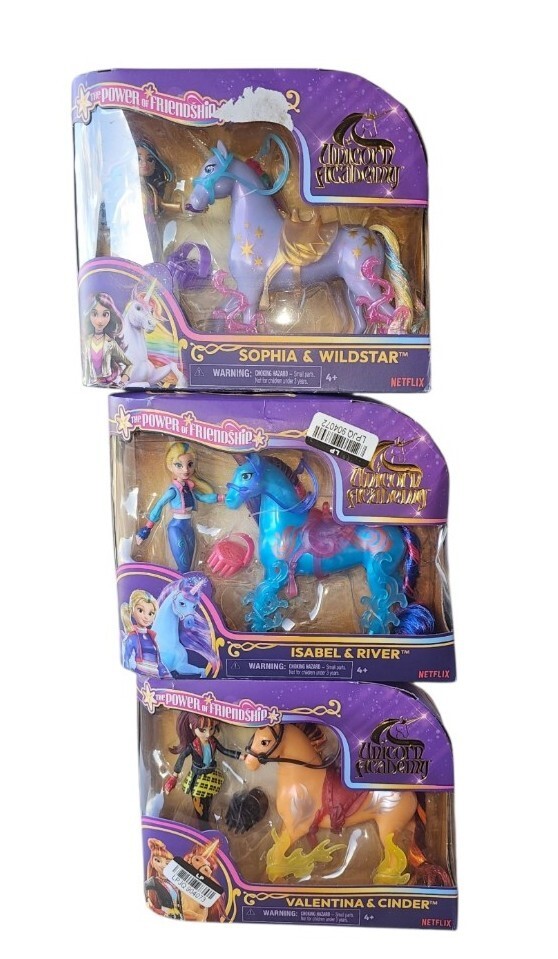 Unicorn Academy Valentina & Cinder Isabel & River Sophia & Wildstar giocattolo NUOVO