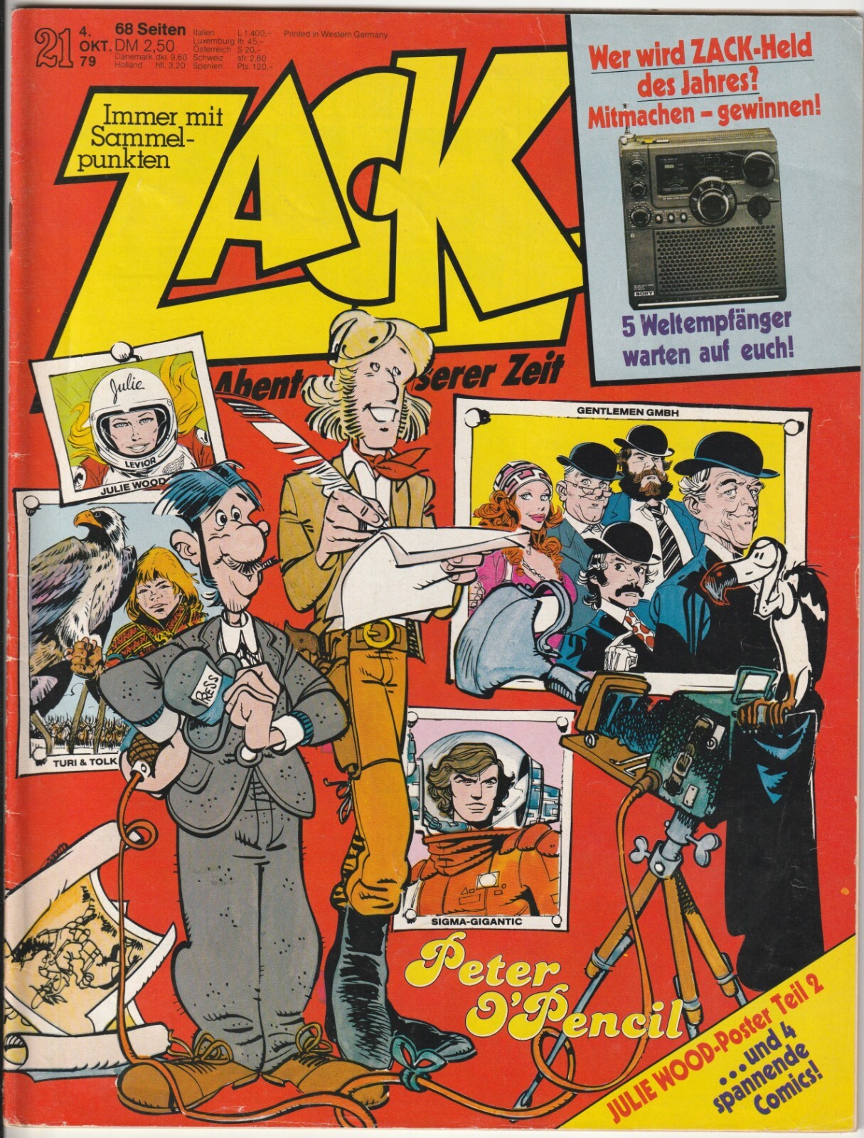 ✪ ZACK #21/1979 Peter O'Pencil senza poster, corallo COMICHEFT Z1/1- *Gentlemen
