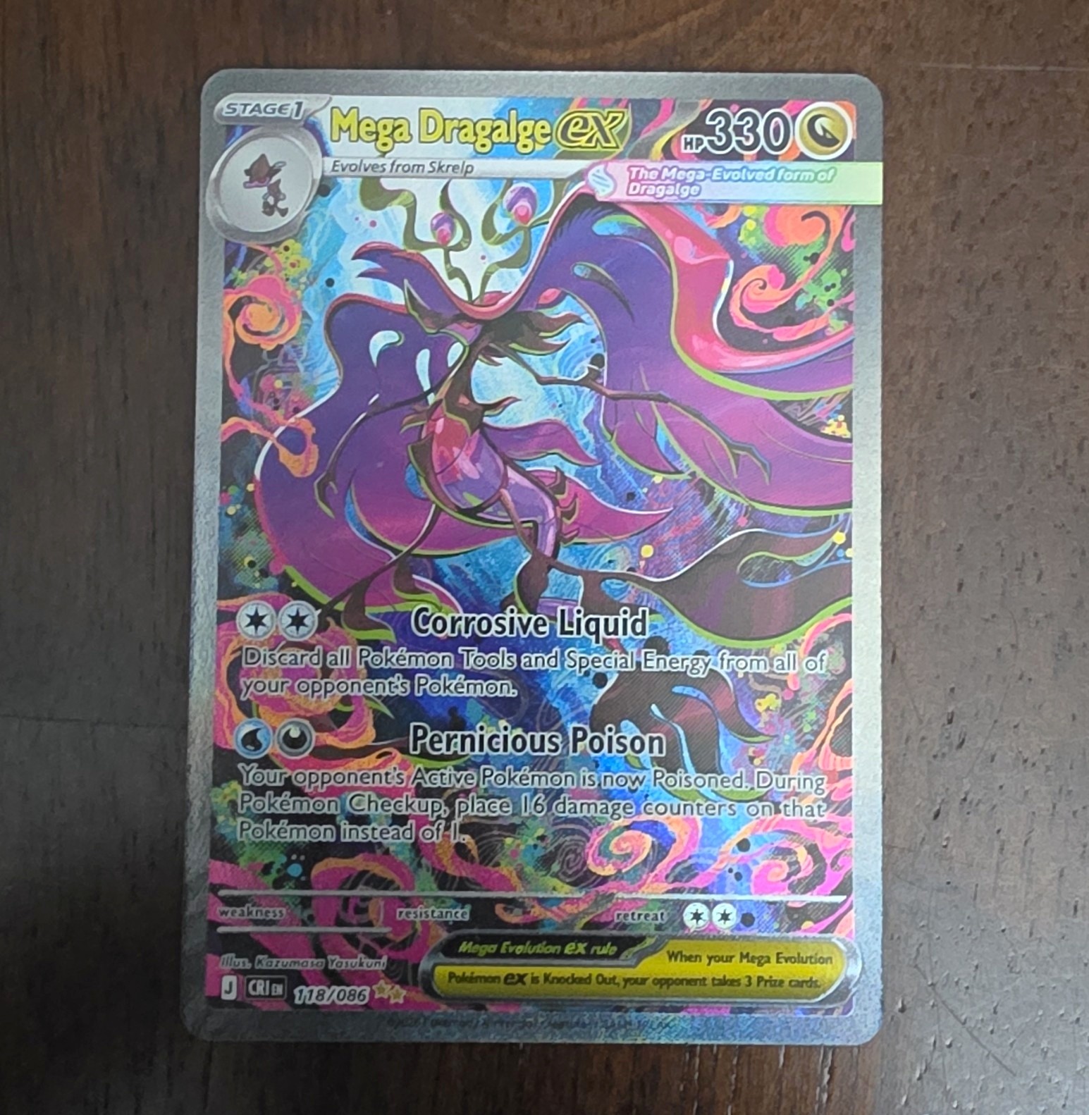 pokemon Mega Dragalge EX 118/086 Evolutions Ultra Rare Full Art Holo
