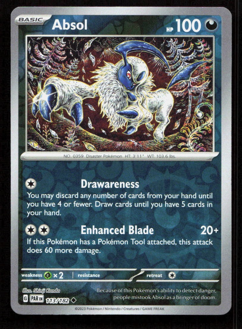 Absol Reverse Holo Uncommon SV04: Paradox Rift 113/182 quasi nuovo