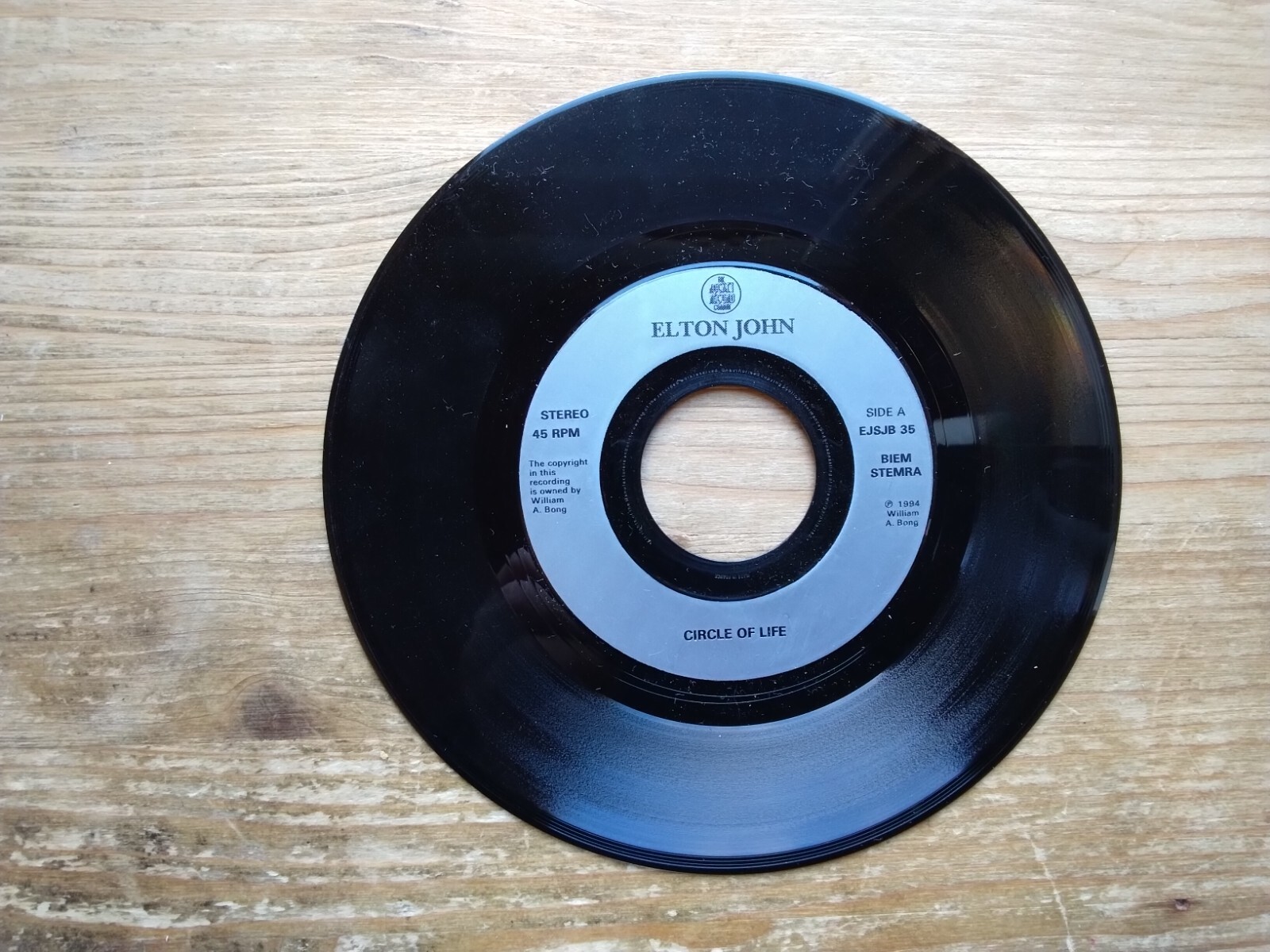 Elton John Carmen Twillie Circle Of Life VG+ 7" Single Vinyl Record EJSJB35 (2)