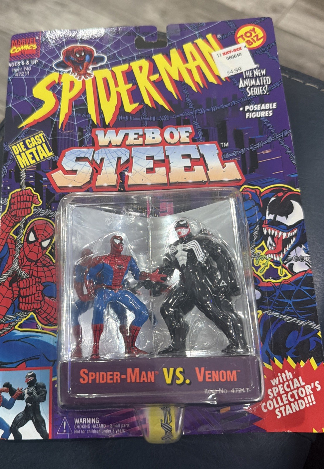 Toy Biz 1994 Marvel Spider-Man Web Of Steel Spider-Man vs Venom NUOVO