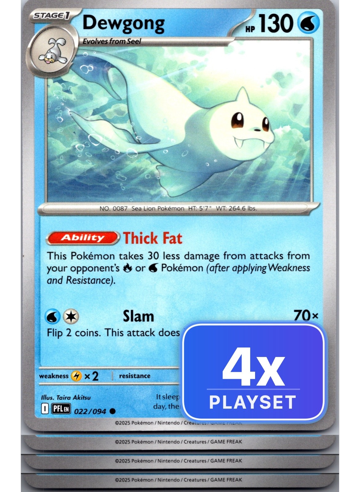 Playset di 4 2025 Pokemon Dewgong 022 Fiamme Fantastiche Comuni